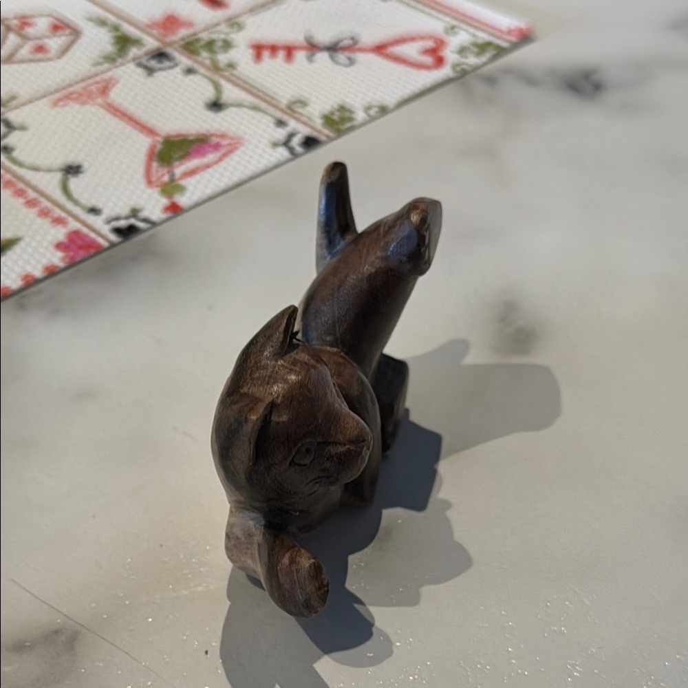 Handcrafted Brown Cat Figurine - Picture 2 of 6